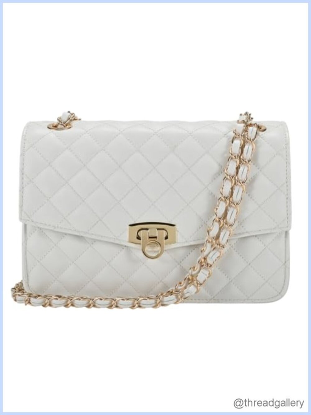 Quilted Medium Shoulder Crossbody Bag Vegan Leather Chain Strap